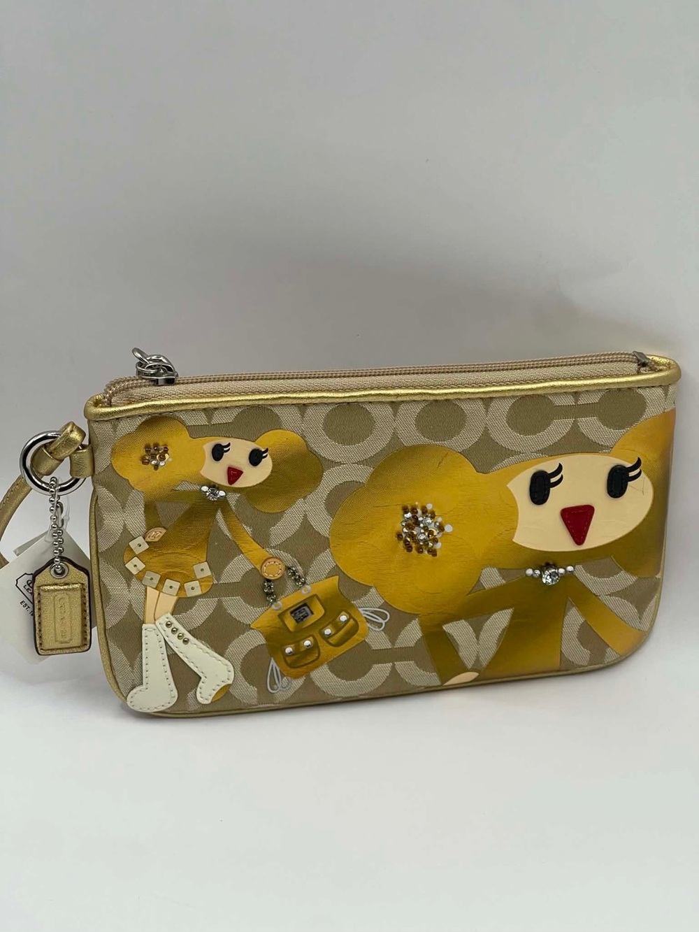 Coach Poppy Chan Goldy Wristlet Metallic Gold